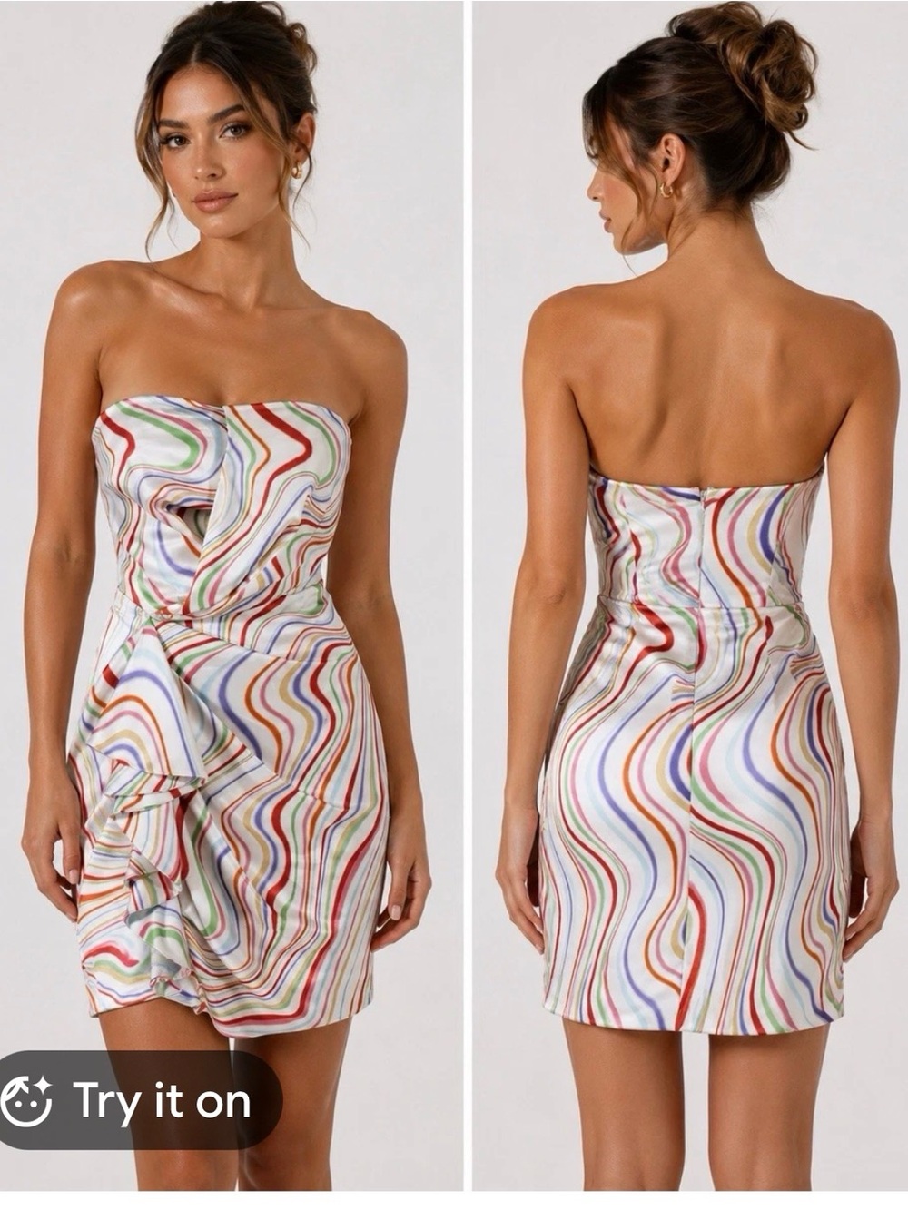 NWT C/MEO Collective My Way Dress Ivory Rainbow size Small